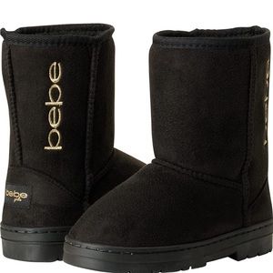 Black Bebe Girls Microsuede Sherpa Lined Boots